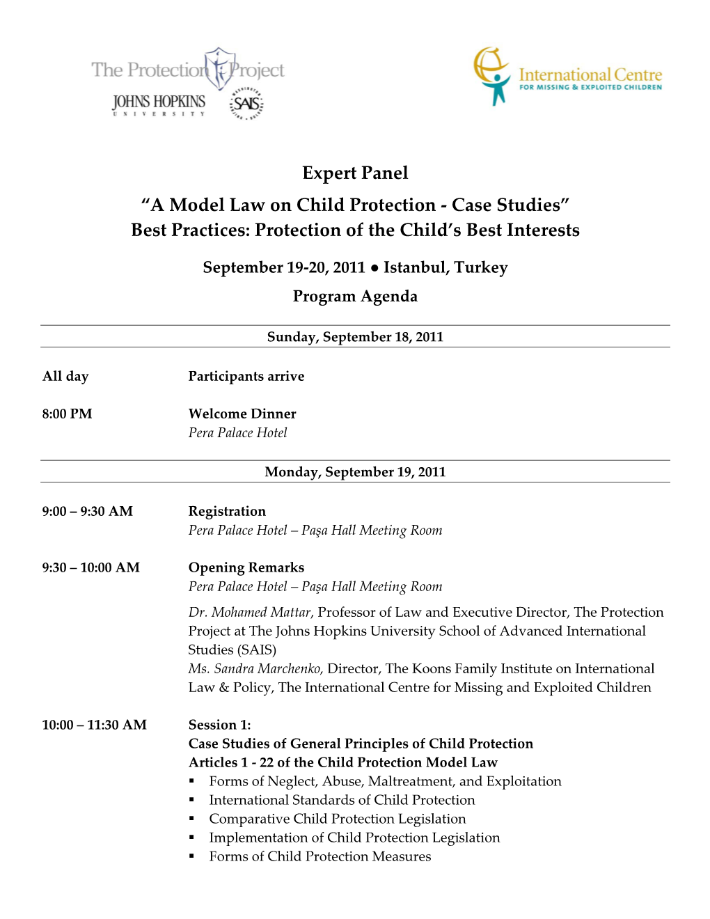 A Model Law on Child Protection - Case Studies” Best Practices: Protection of the Child’S Best Interests