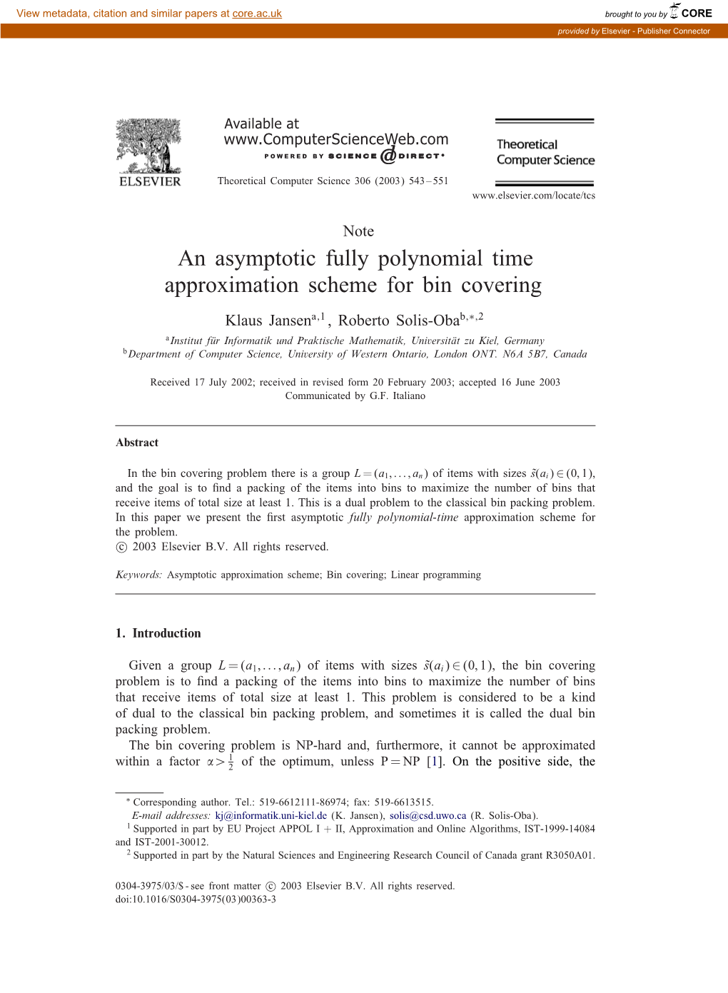 An Asymptotic Fully Polynomial Time Approximation Scheme for Bin Covering