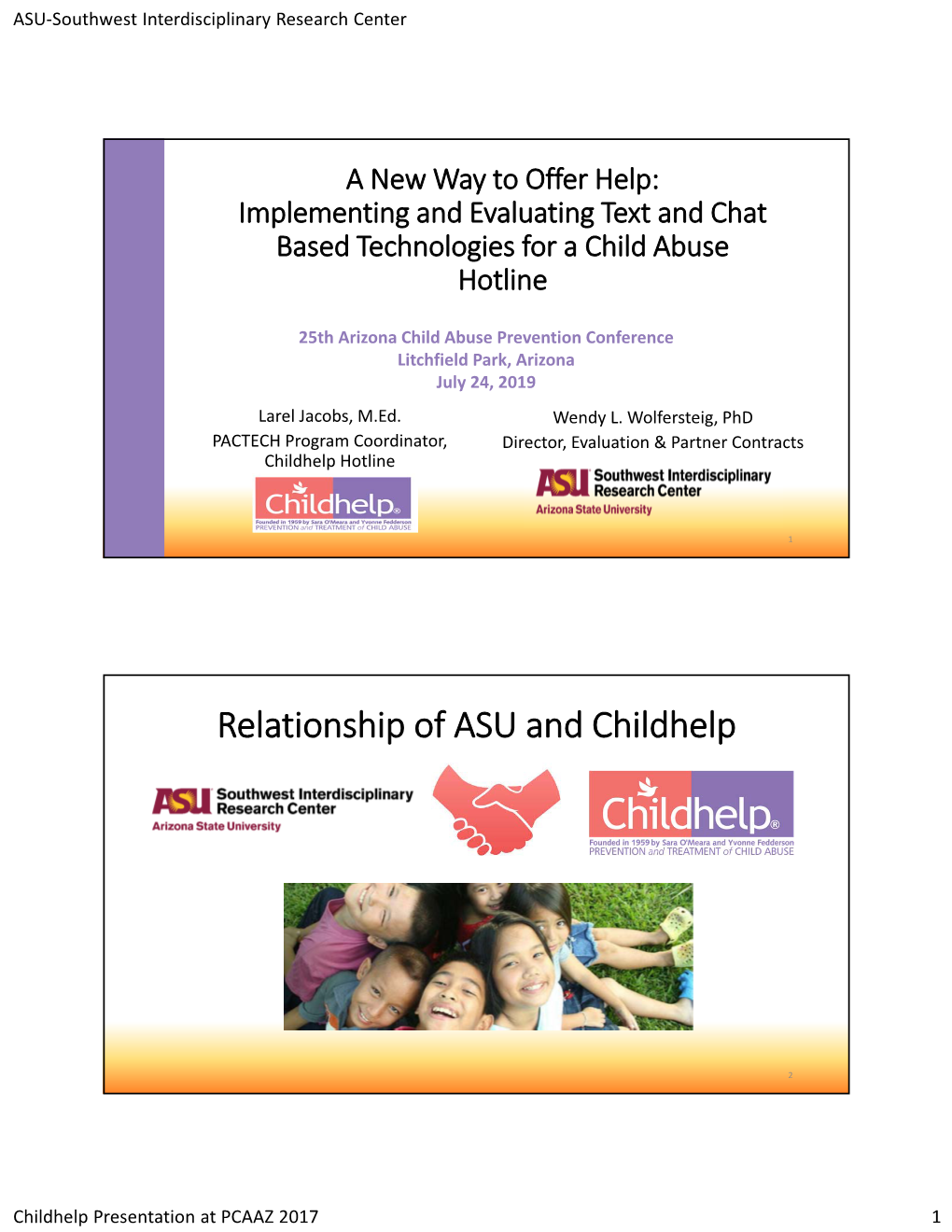 Relationship of ASU and Childhelp