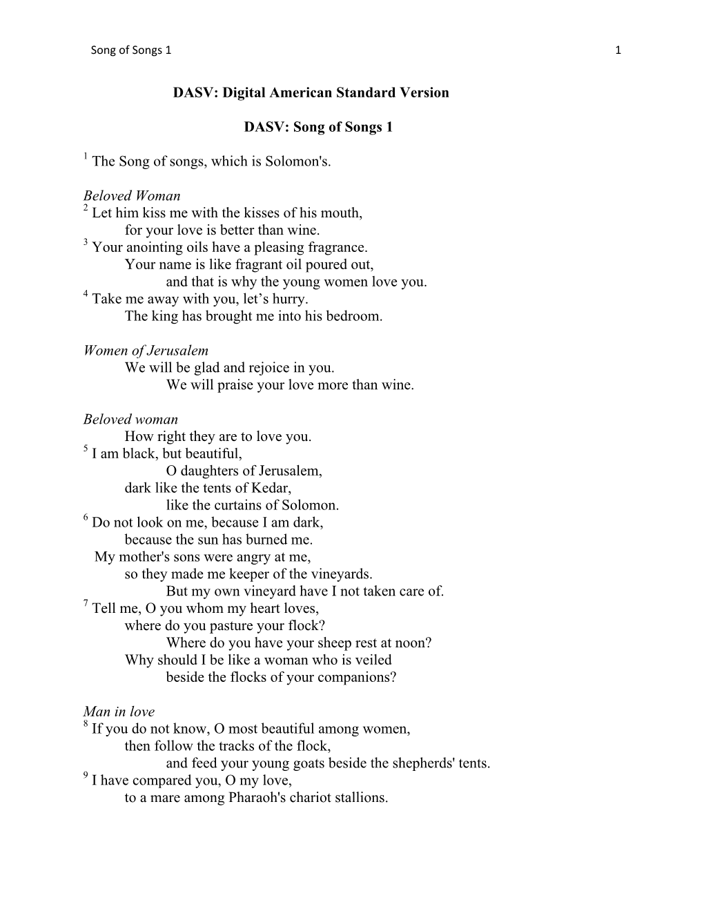Song of Songs 1 1