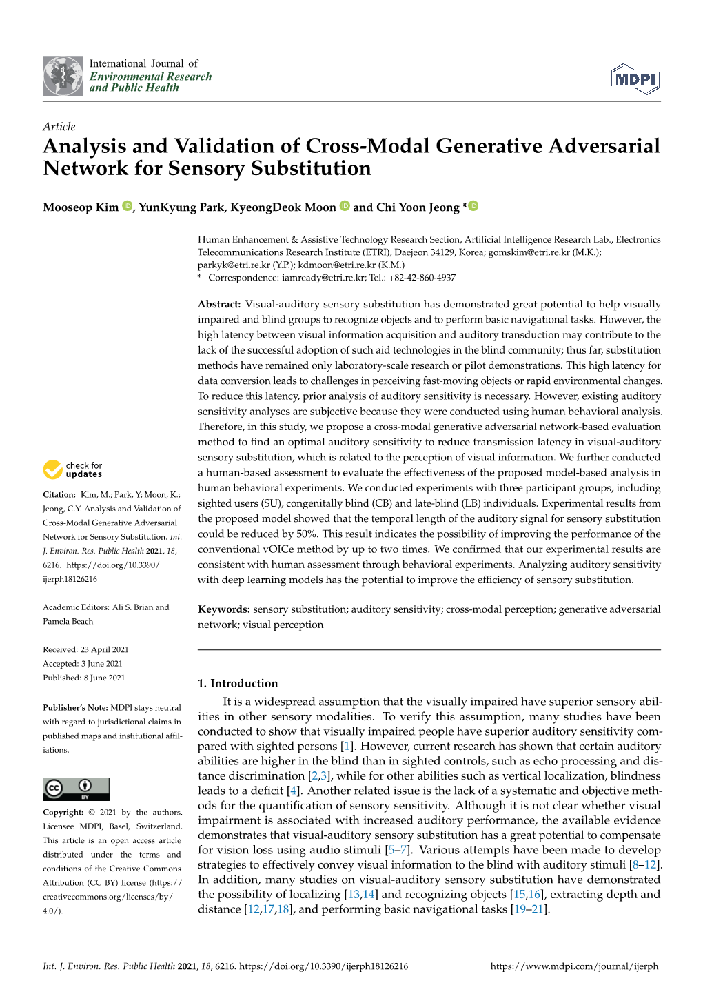 Analysis and Validation of Cross-Modal Generative Adversarial Network for Sensory Substitution