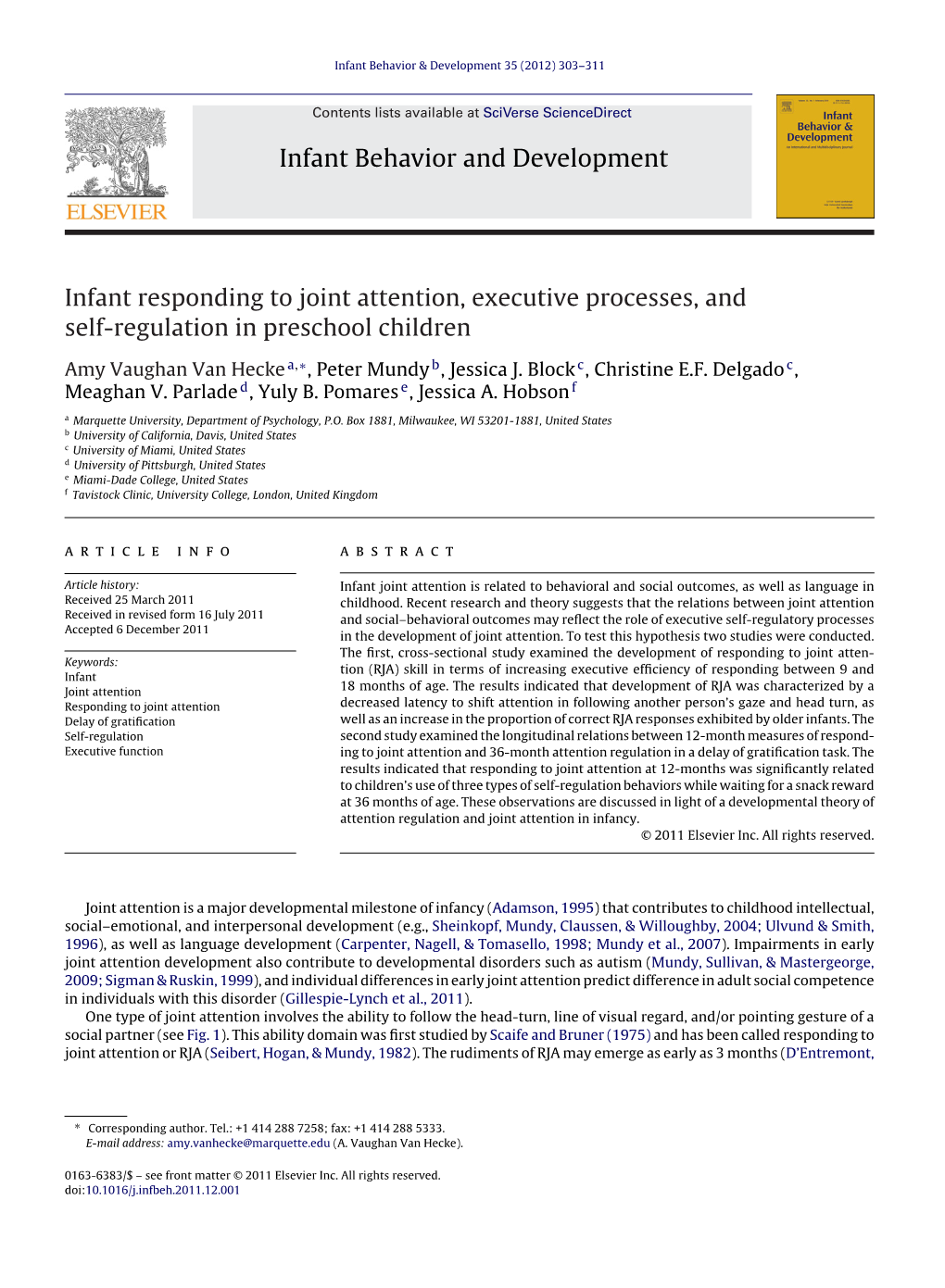 Joint Attention, Executive Process, & Self Regulation in Infants