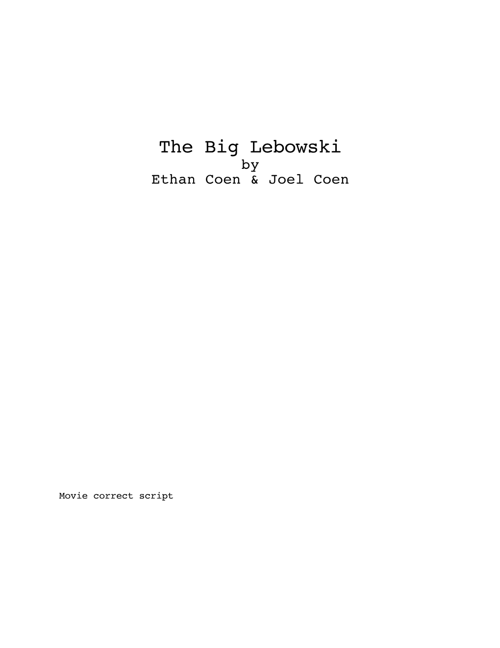 The Big Lebowski.Pdf