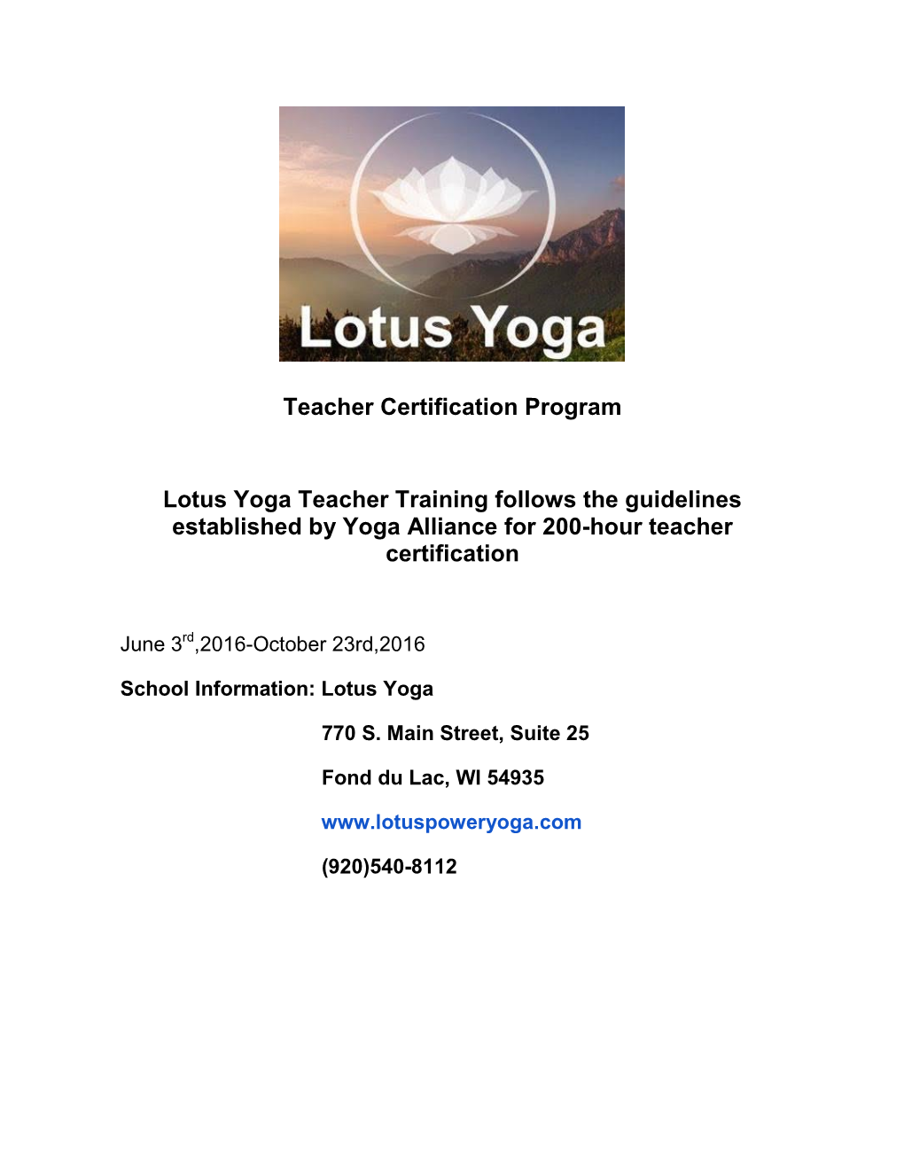 Teacher Certification Program Lotus Yoga Teacher Training Follows The