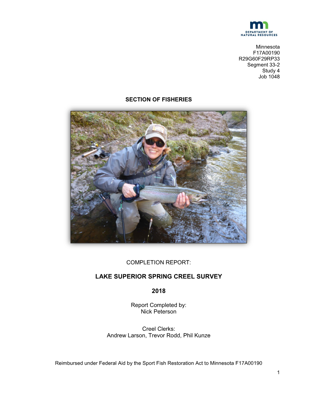 Lake Superior Spring Creel Survey 2018