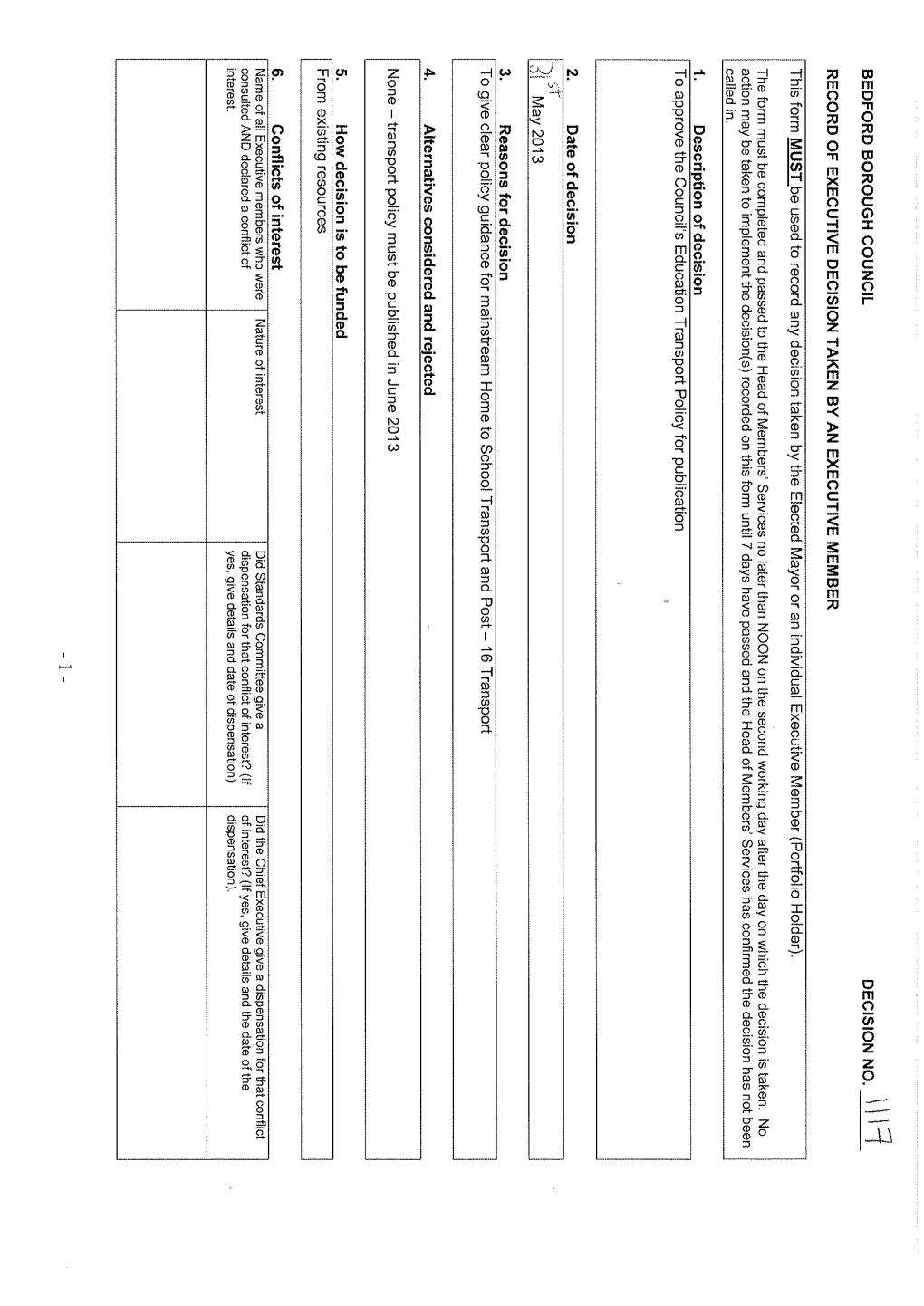 Information (England) Regulations 2008 Require the Council to Publish General Arrangements and Policies in Respect of Transport for Pupils of Compulsory School Age