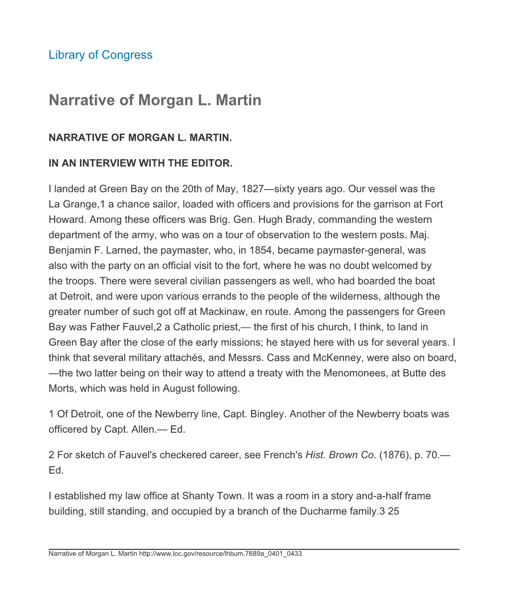 Narrative of Morgan L. Martin