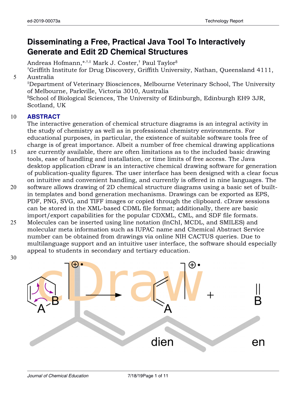 Disseminating a Free, Practical Java Tool to Interactively Generate and Edit 2D Chemical Structures Andreas Hofmann,*,†,‡ Mark J