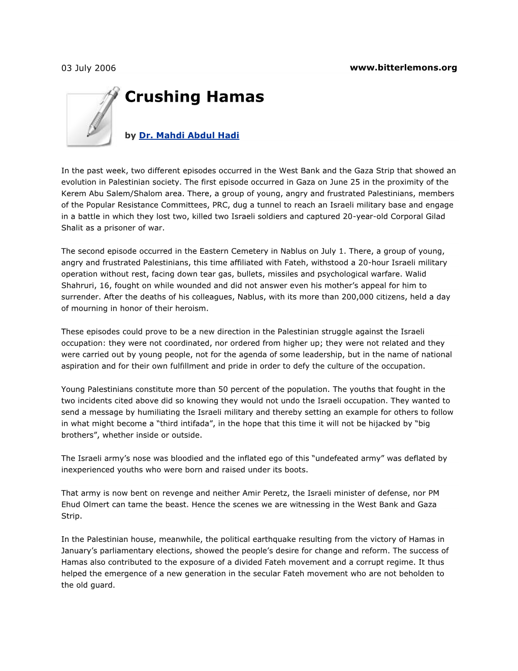 Crushing Hamas