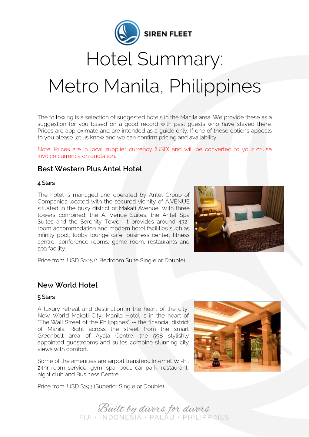 Hotel Summary: Metro Manila, Philippines