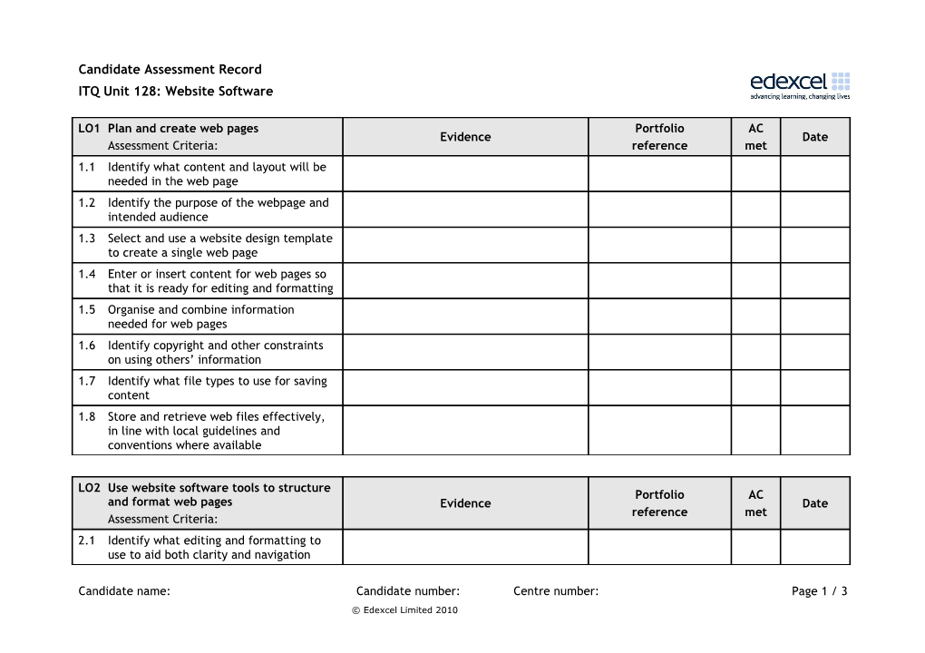 Unit 128 - Website Software