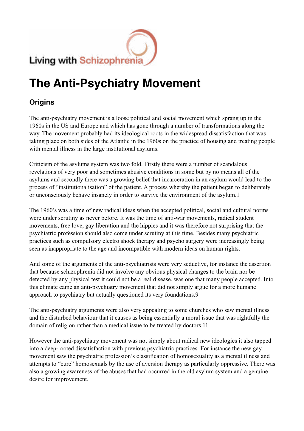The Anti-Psychiatry Movement