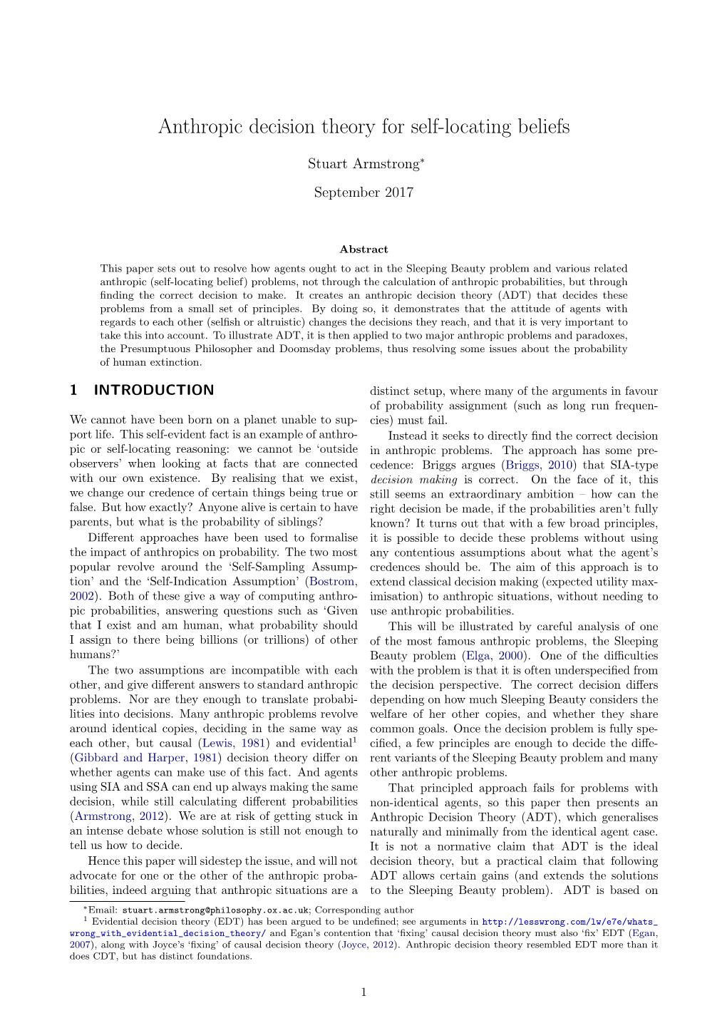 Anthropic Decision Theory for Self-Locating Beliefs