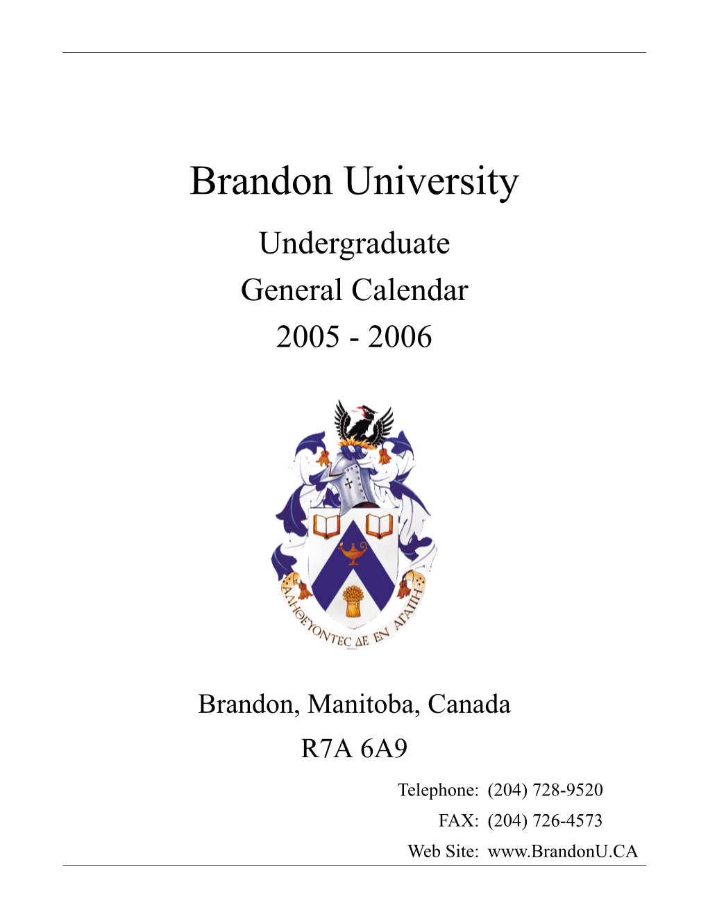Undergraduate Calendar 2005-2006
