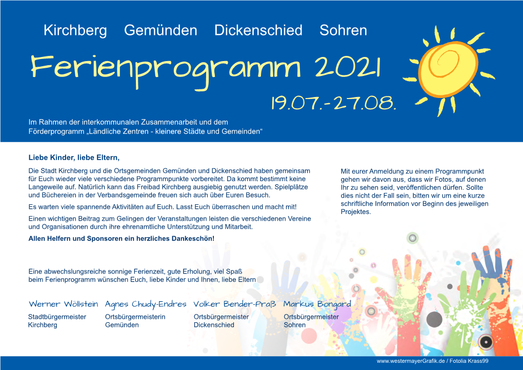 Kirchberg Gemünden Dickenschied Sohren Ferienprogramm 2021 19.07