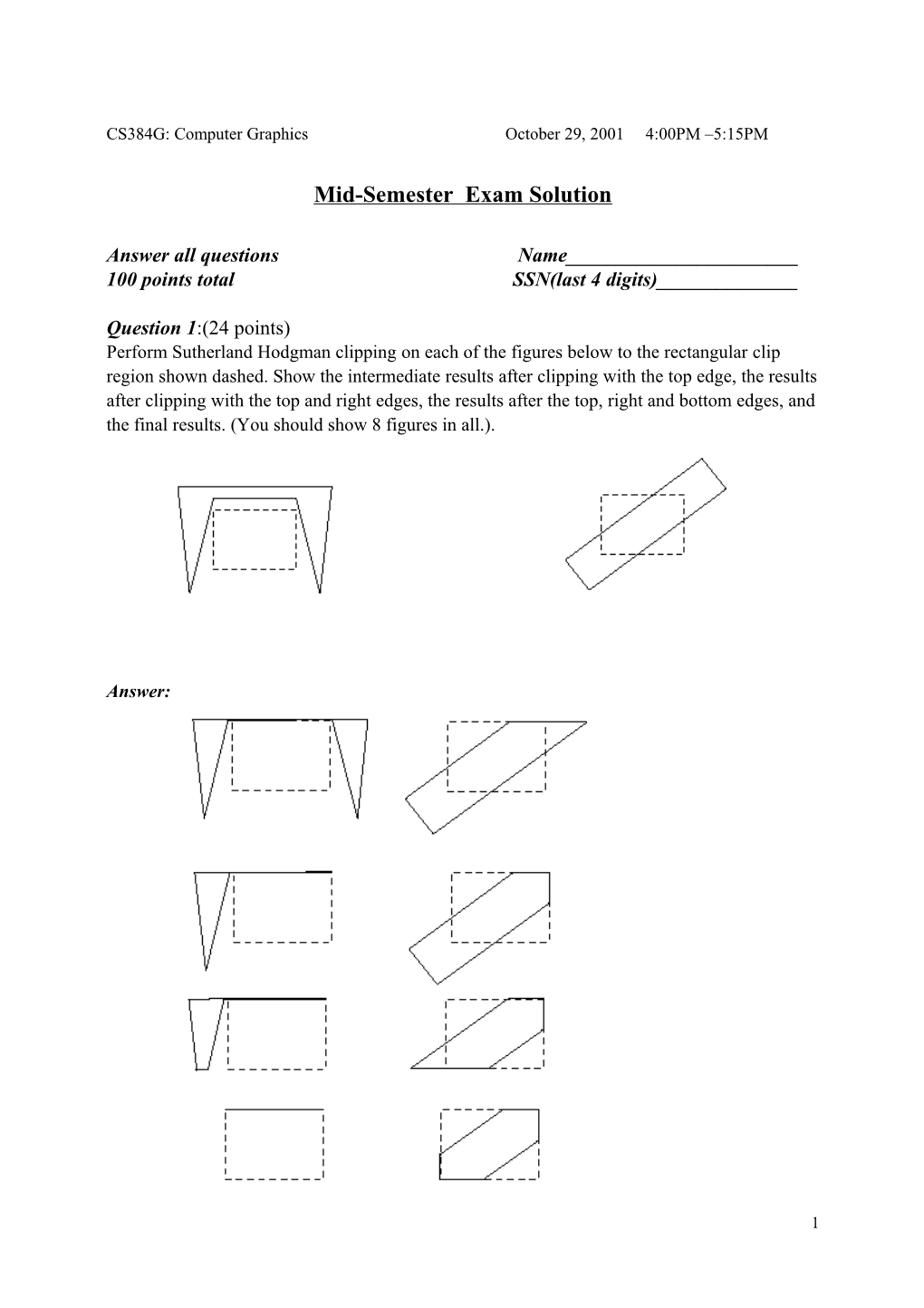 Mid-Semester Exam Solution