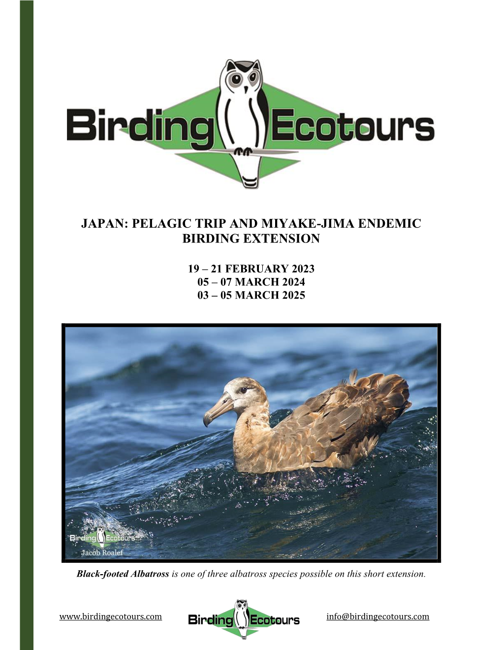 Japan: Pelagic Trip and Miyake-Jima Endemic Birding Extension
