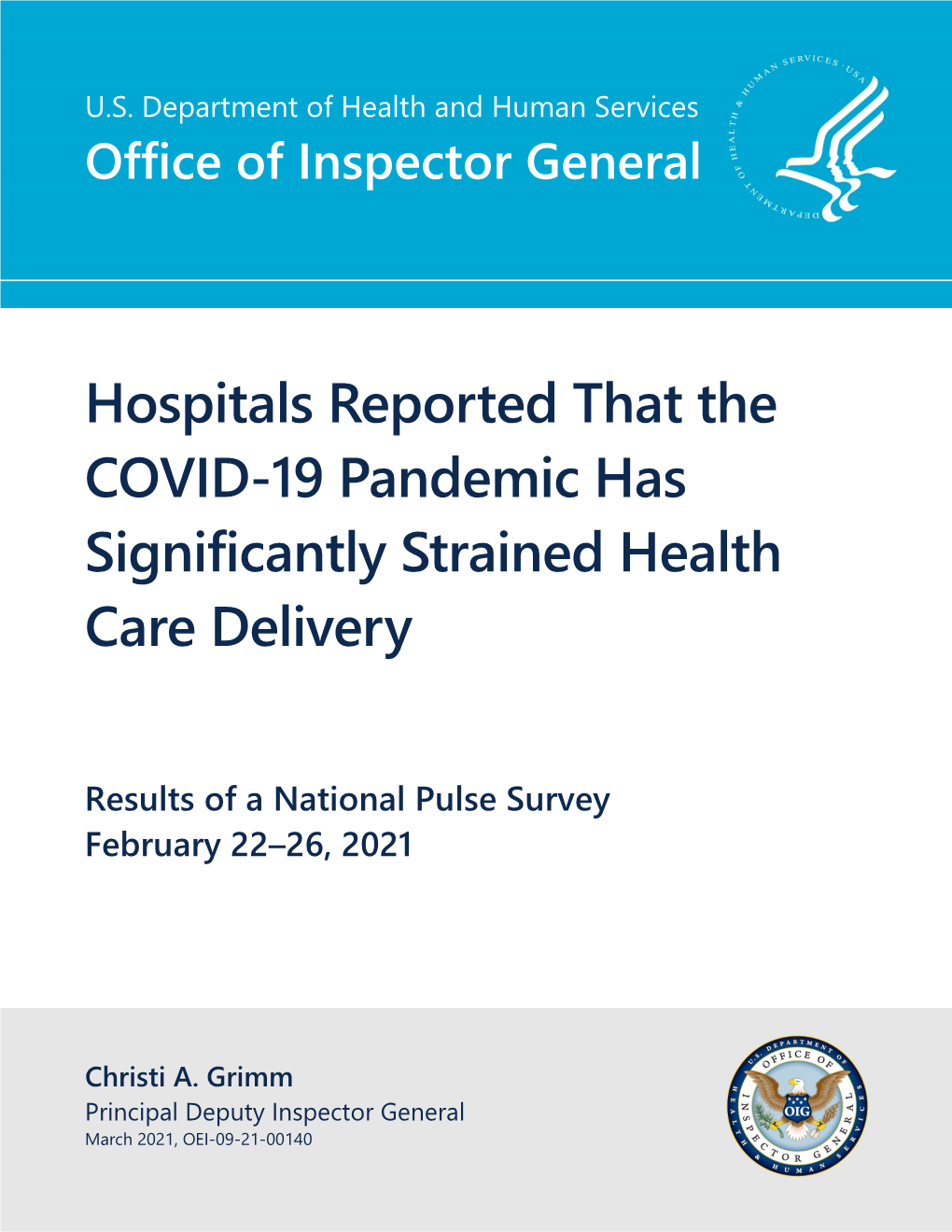 Hospitals Reported That the COVID-19 Pandemic Has Significantly Strained Health Care Delivery