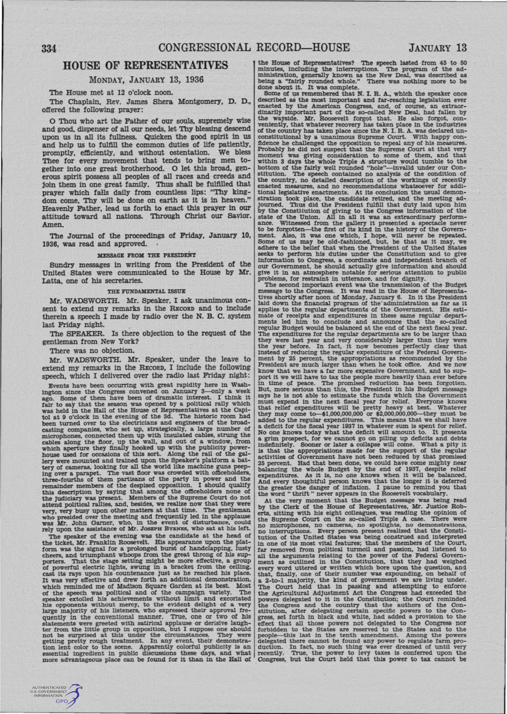 334 Congressional Record-House House Of