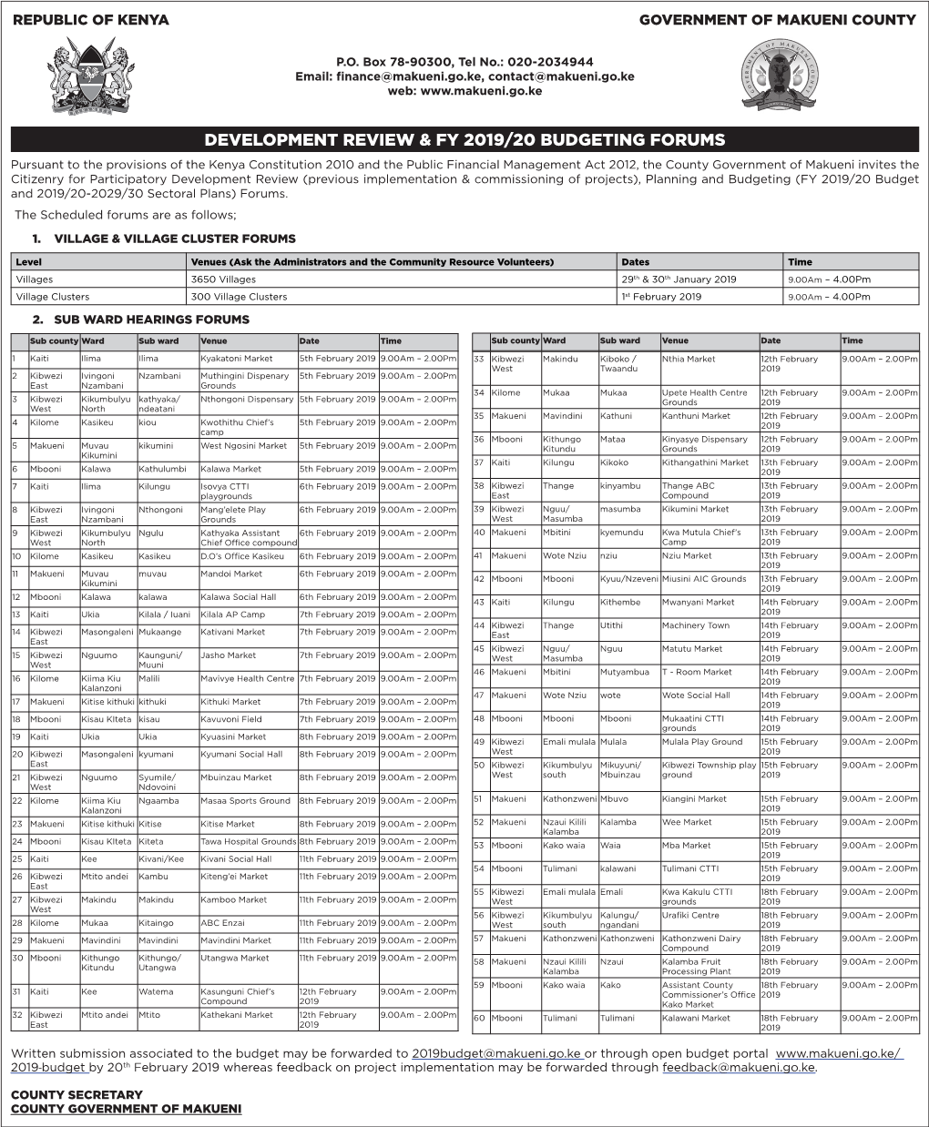 Republic of Kenya Government of Makueni County Republic of Kenya Government of Makueni County