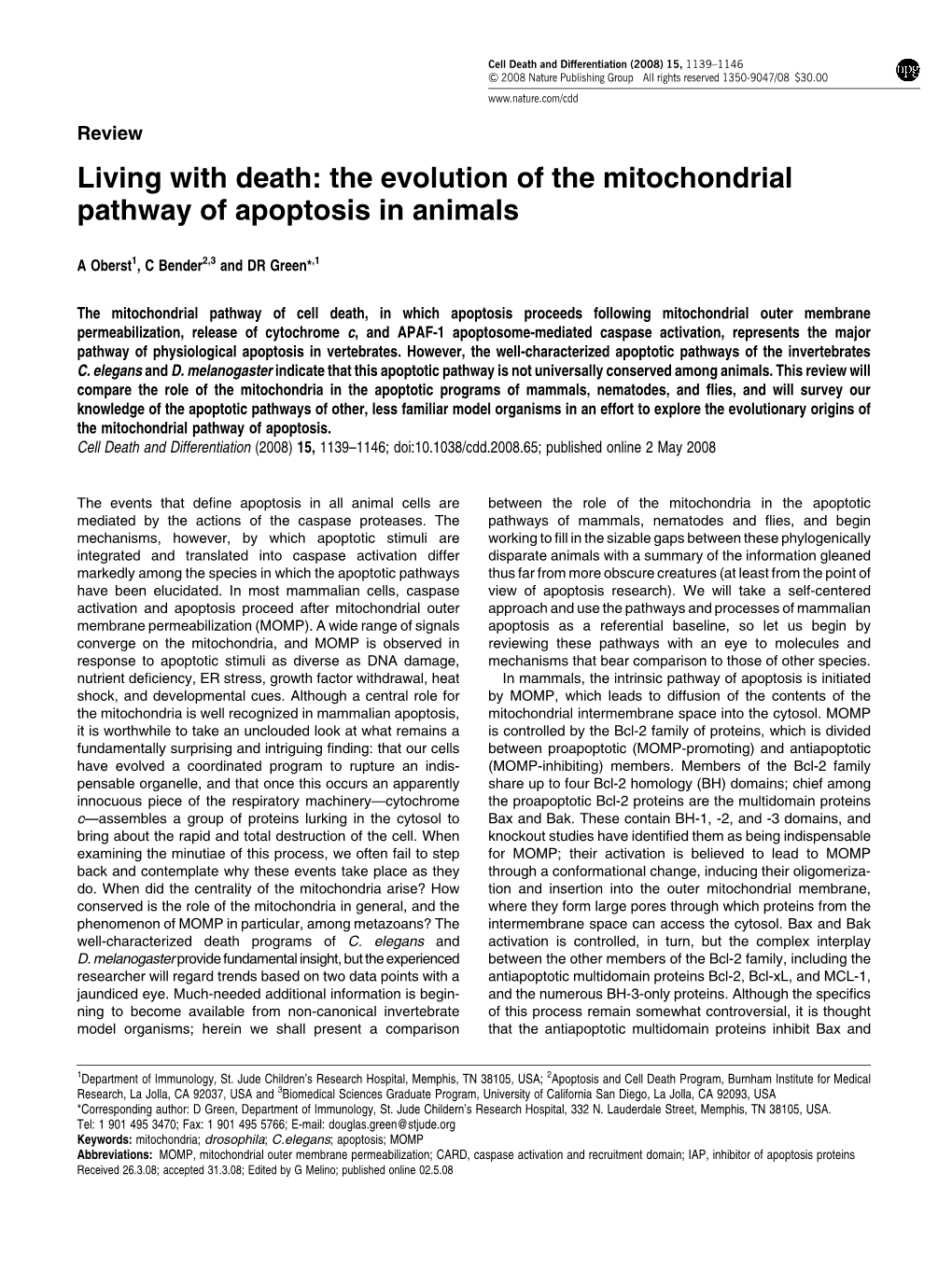 The Evolution of the Mitochondrial Pathway of Apoptosis in Animals