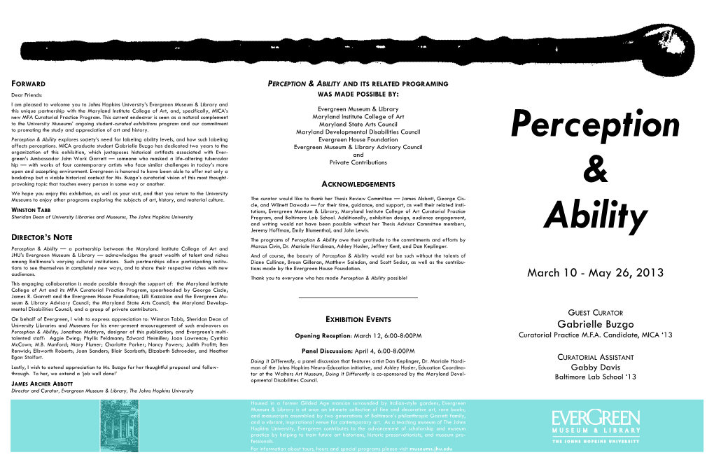 Perception & Ability Exhibition Brochure