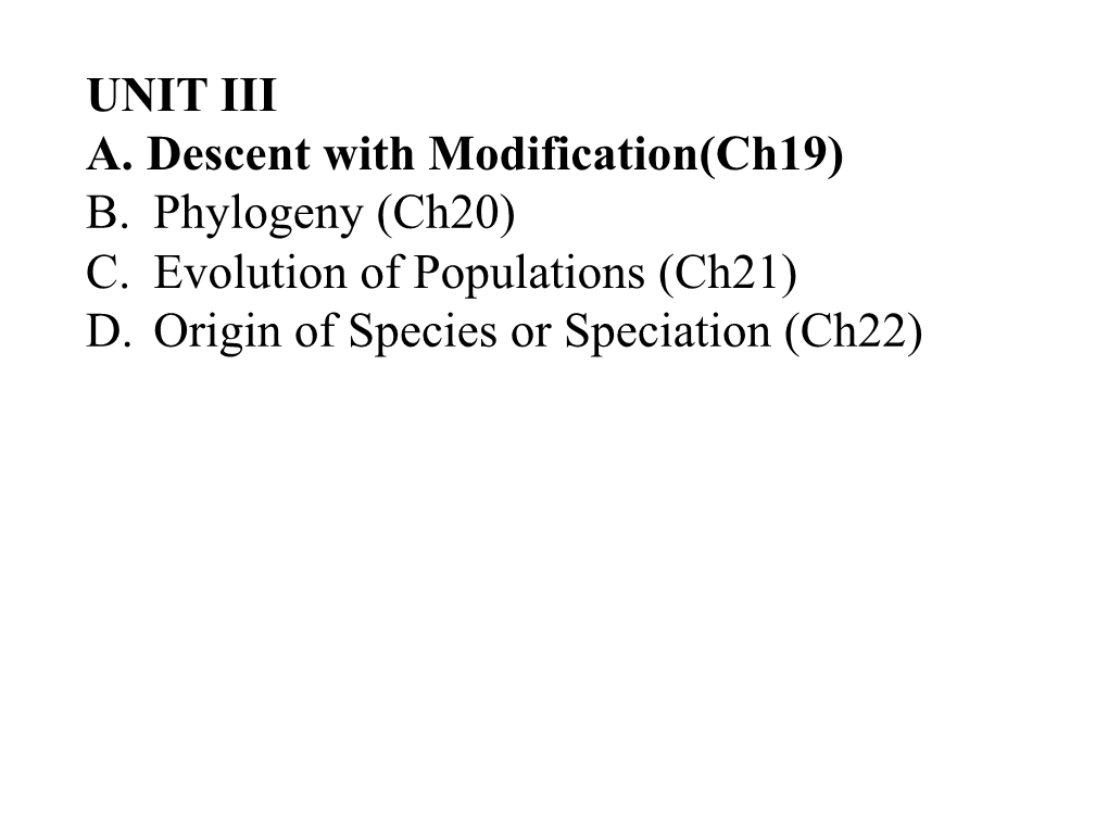 B. Phylogeny (Ch20) C. Evolution of Populations (Ch21) D