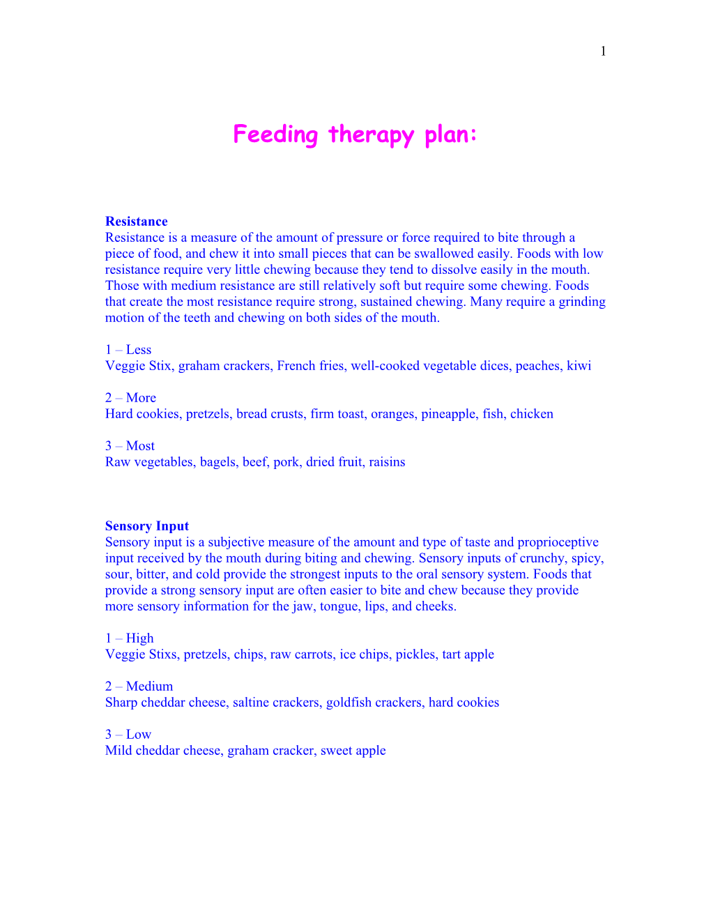 Riley S Feeding Therapy Plan