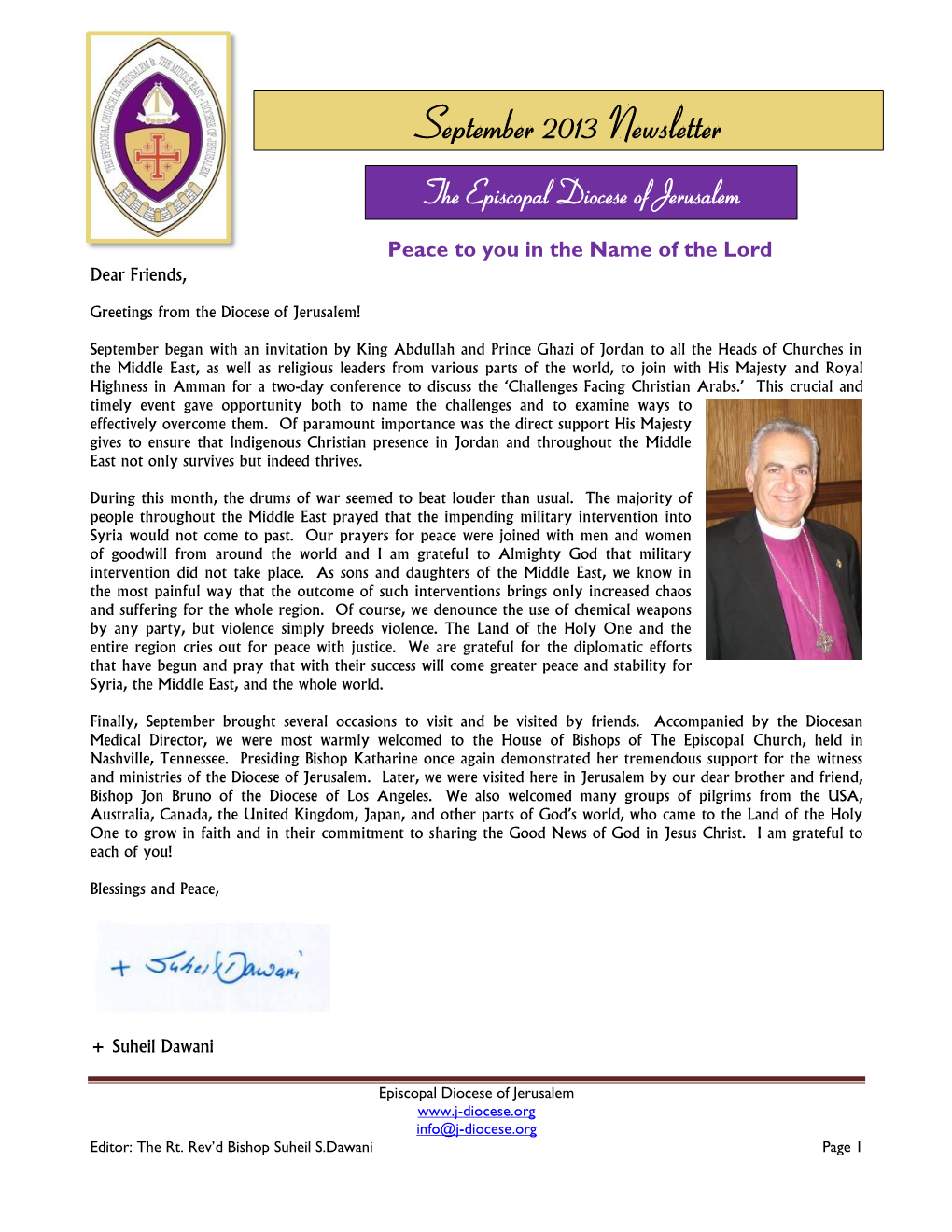 News from the Diocese of Jerusalem