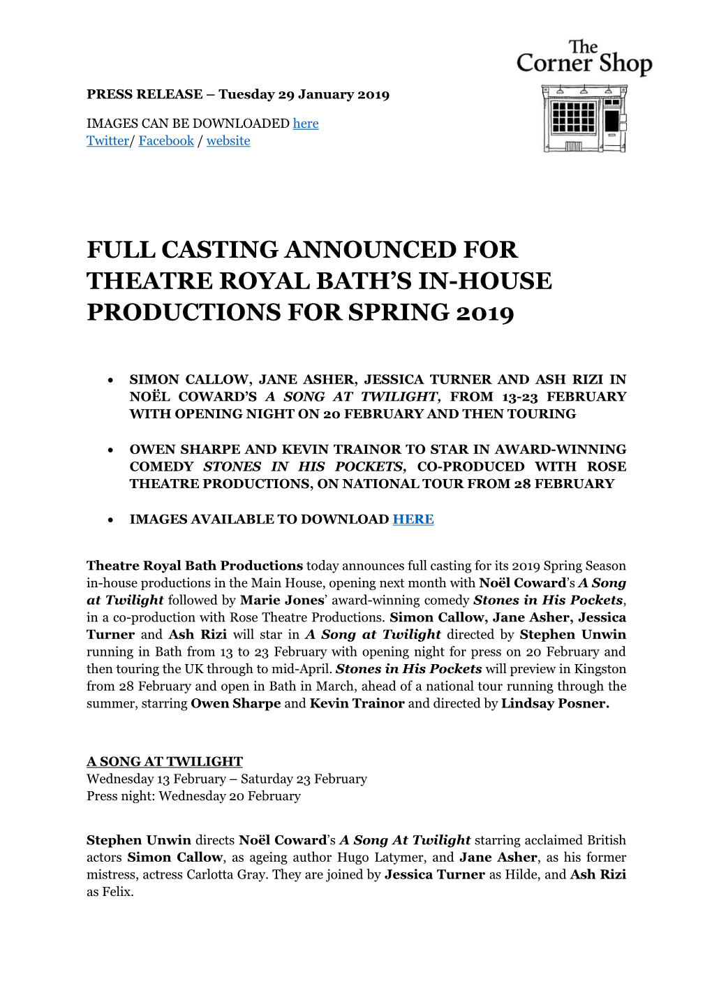 Full Casting Announced for Theatre Royal Bath's In