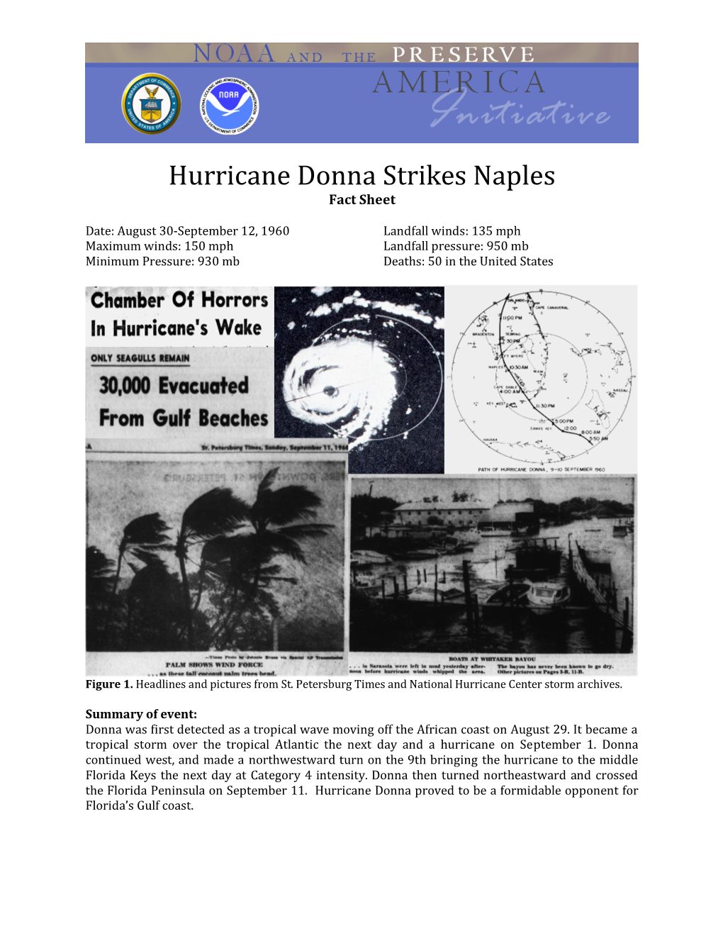Hurricane Donna Strikes Naples Fact Sheet