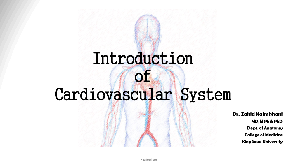 Introduction of Cardiovascular System