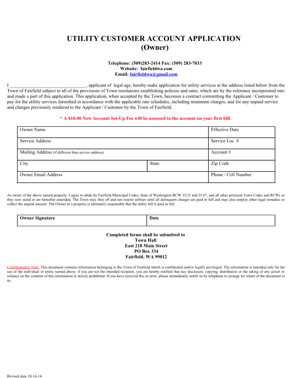 Utility Registration / Update Form