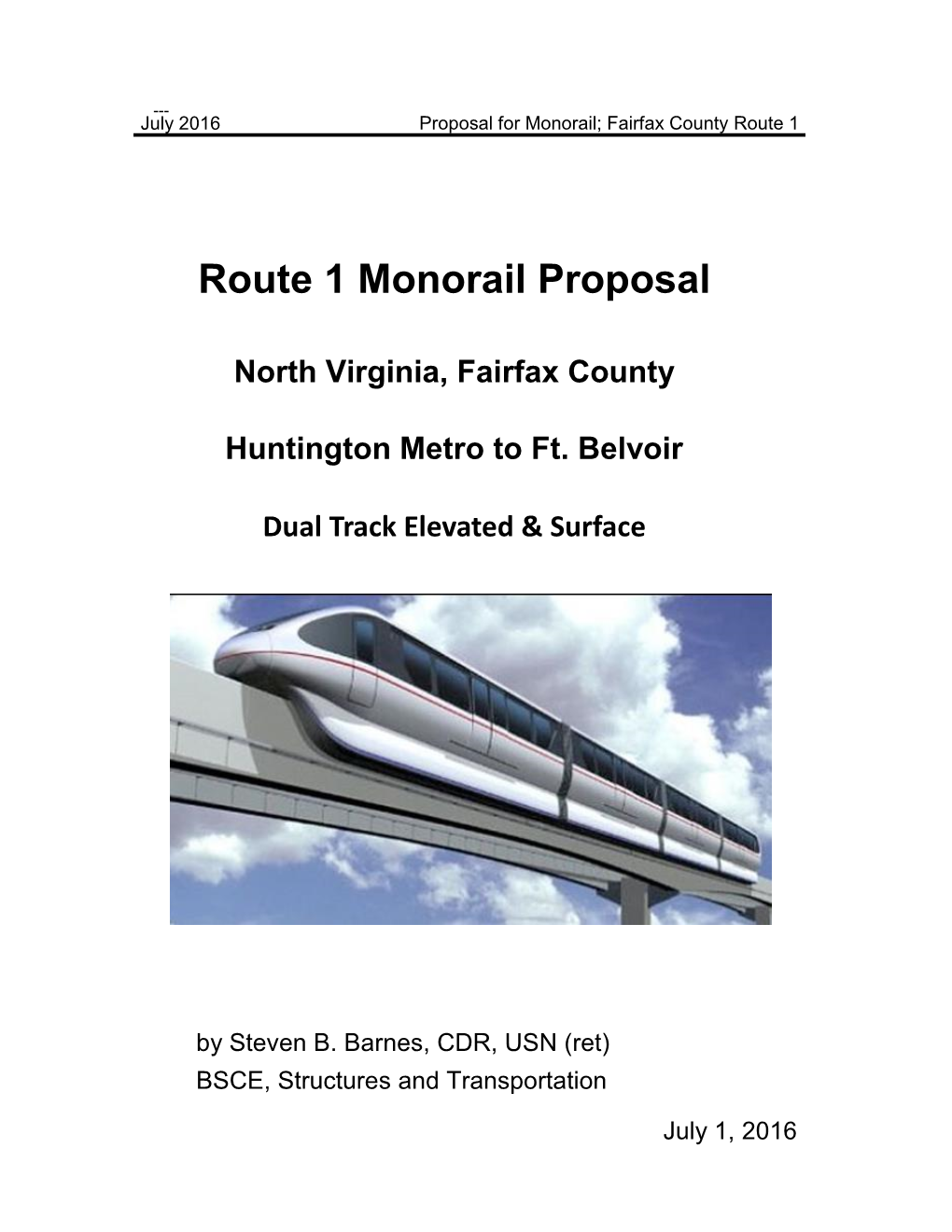 Route 1 Monorail Proposal