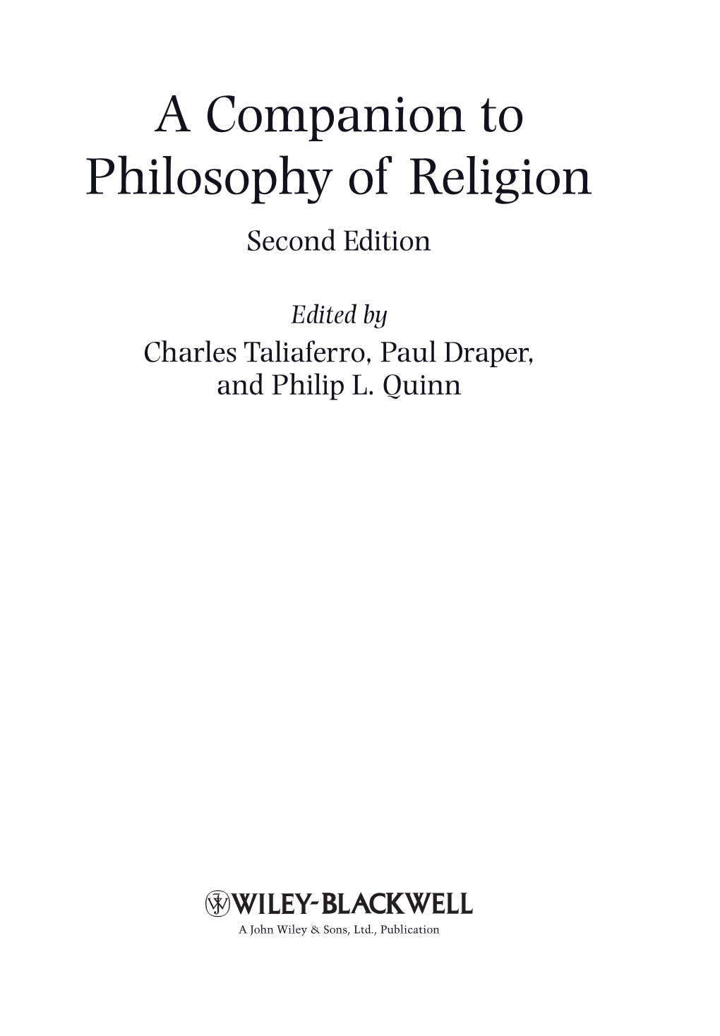 A Companion to Philosophy of Religion Second Edition