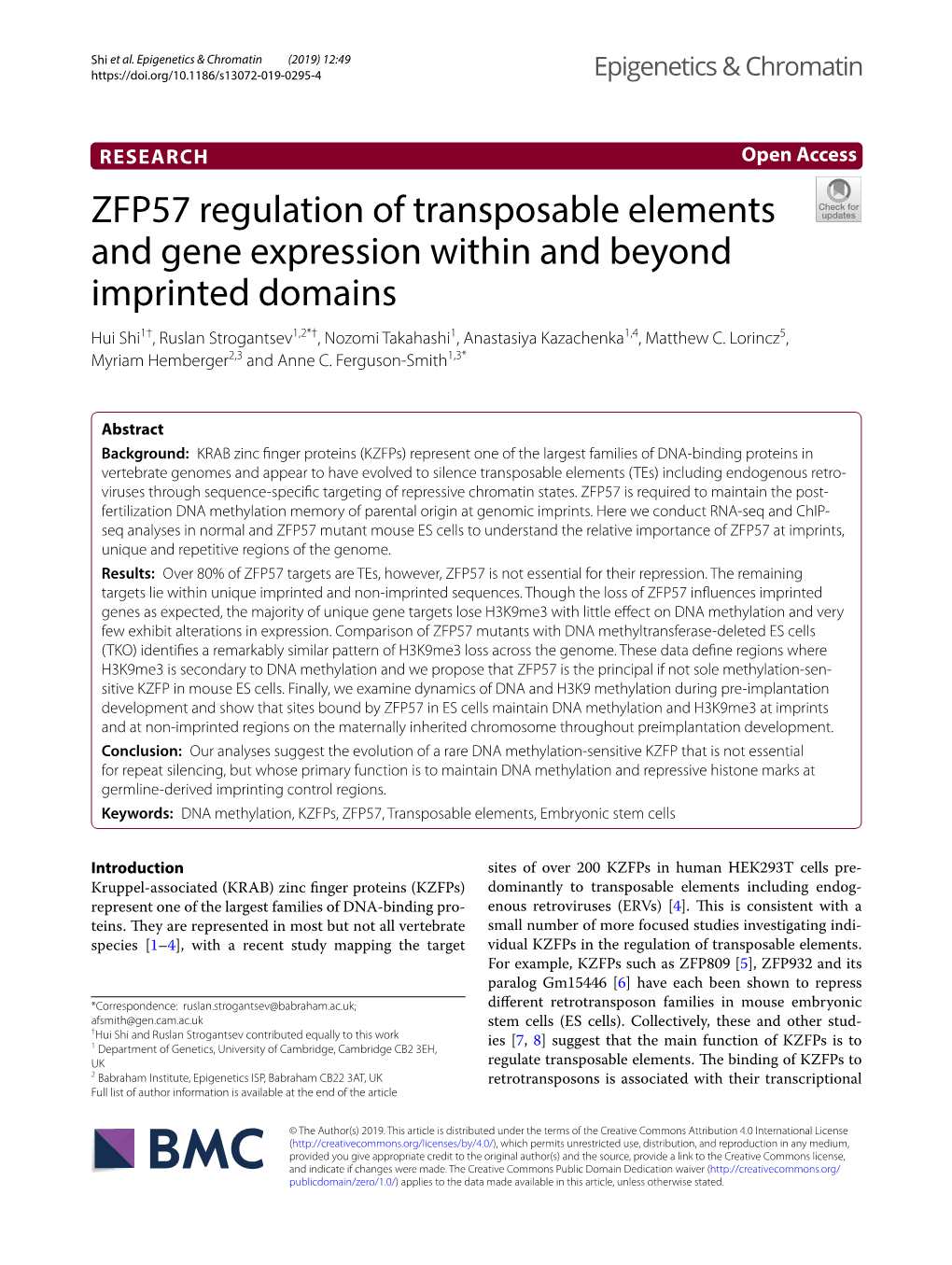 ZFP57 Regulation of Transposable Elements and Gene Expression