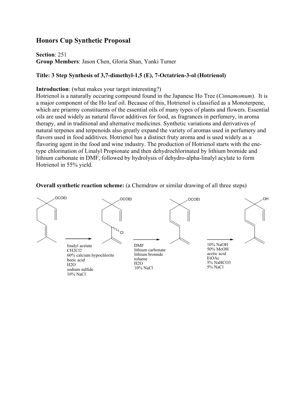 Honors Cup Synthetic Proposal