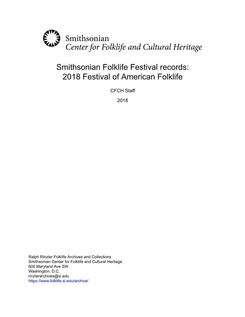 2018 Festival of American Folklife