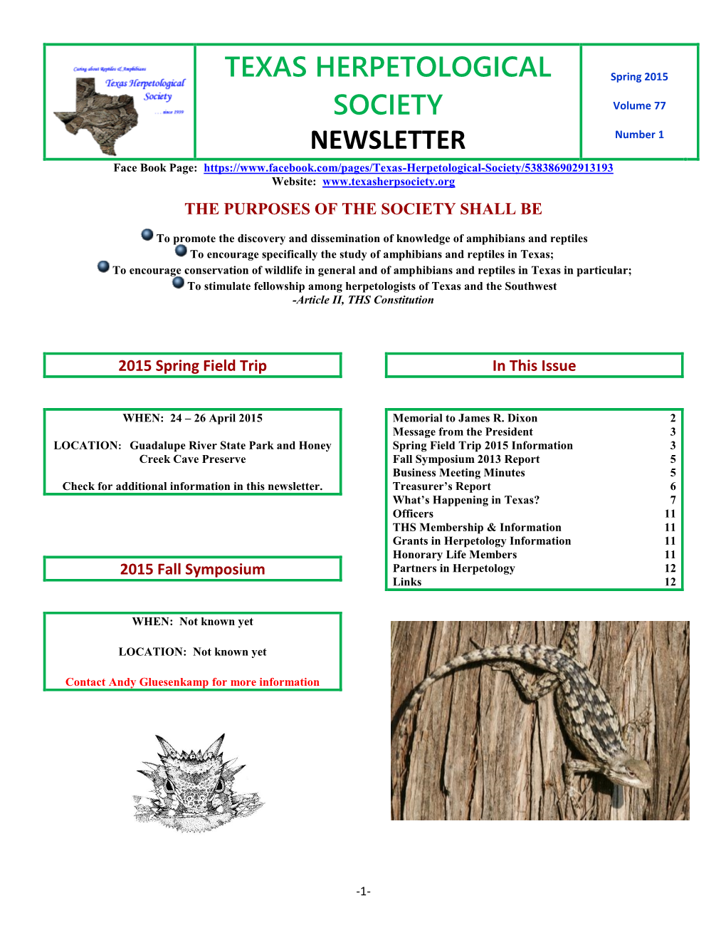 Texas Herpetological Society Newsletter