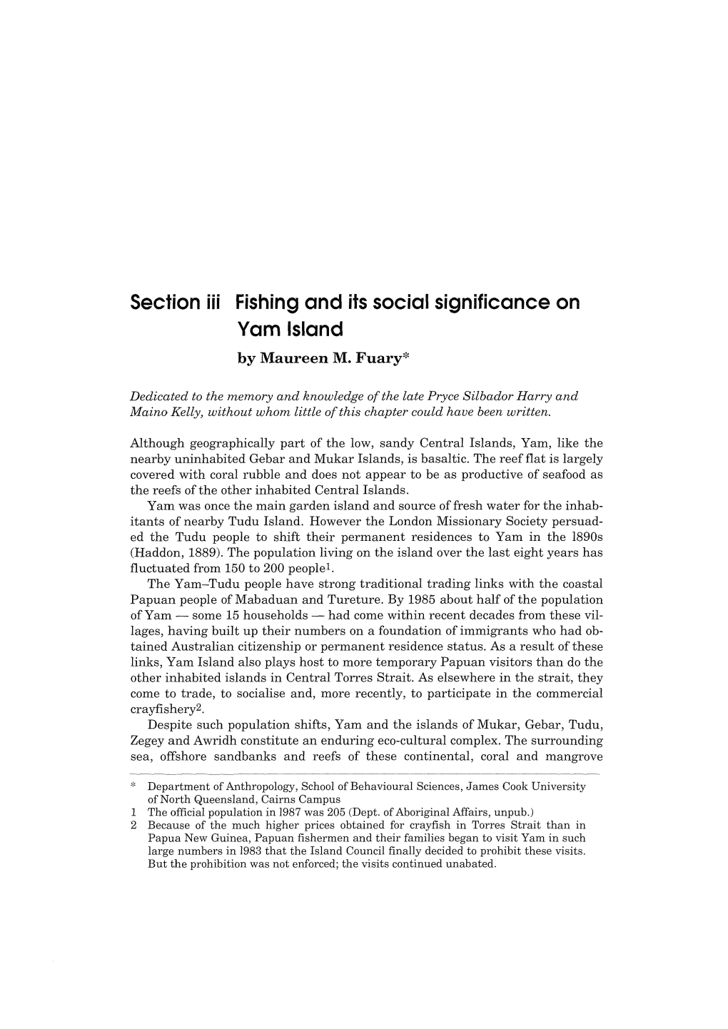 Section Iii Fishing and Its Social Significance on Yam Island by Maureen M