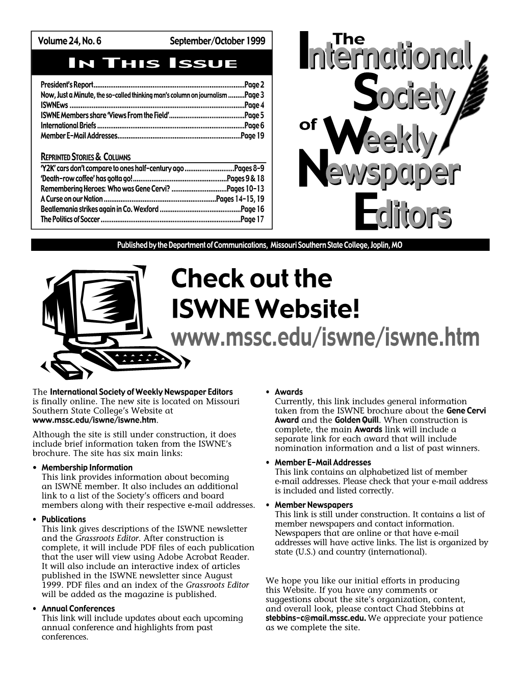Nternational Society Weekly Newspaper Editors