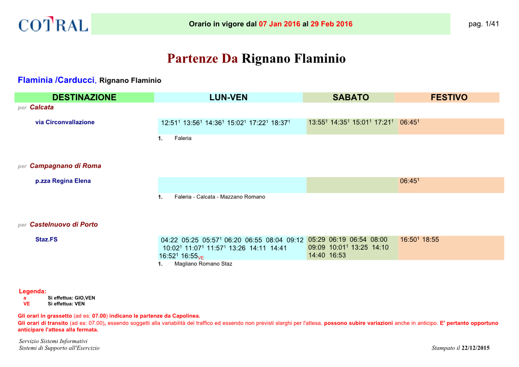 Partenze Da Rignano Flaminio