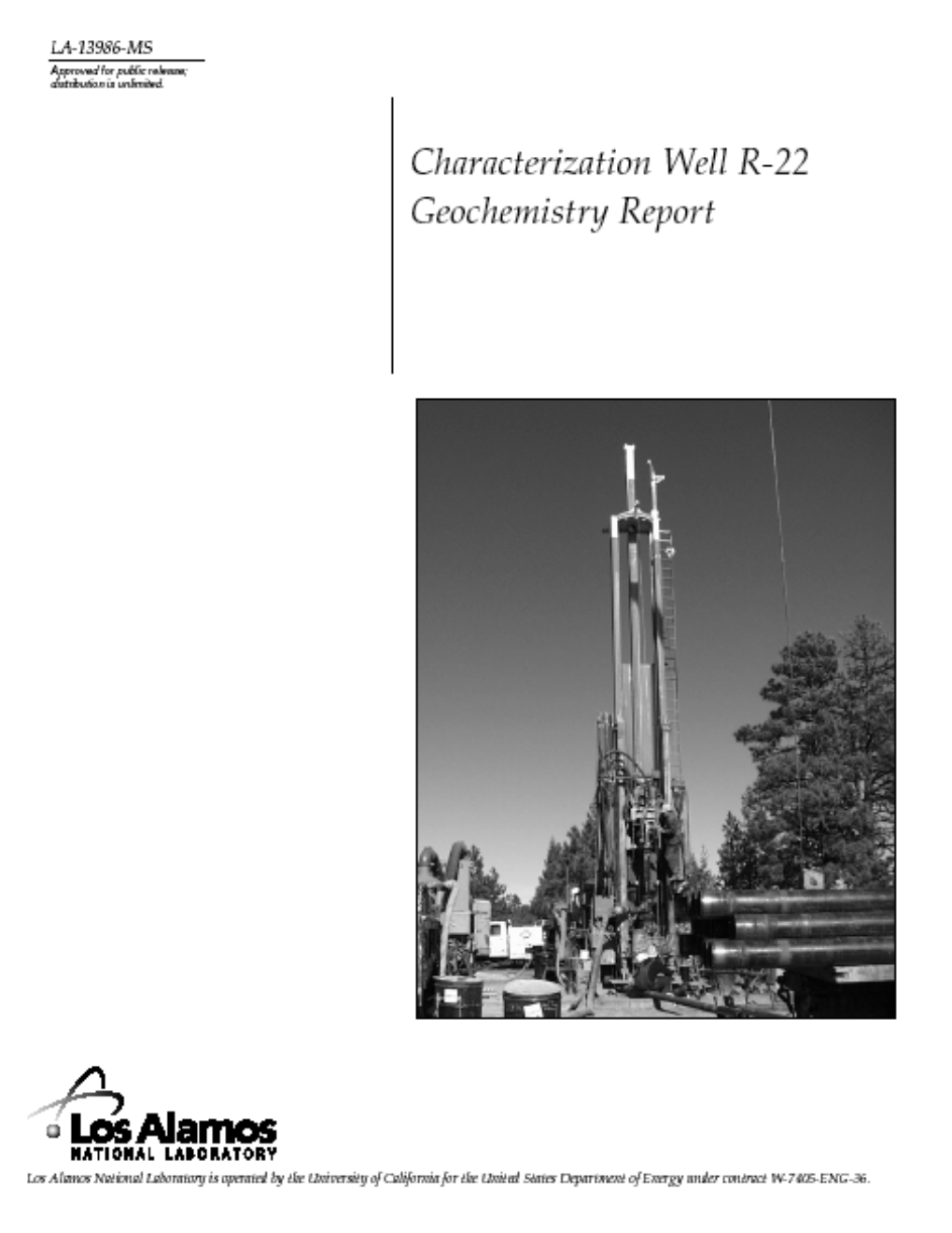 Characterization Well R-22 Geochemistry Report