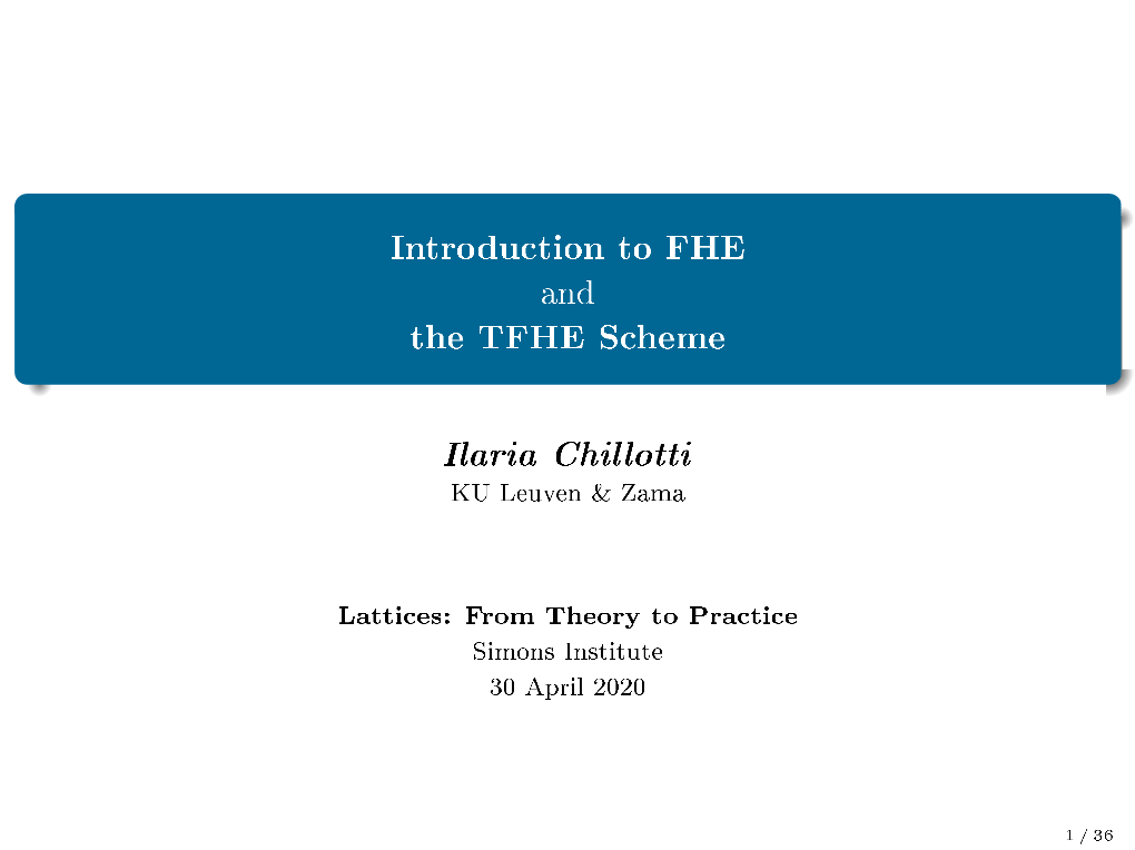 Introduction to FHE and the TFHE Scheme