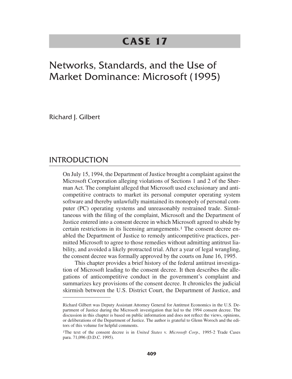 CASE 17 Networks, Standards, and the Use of Market Dominance