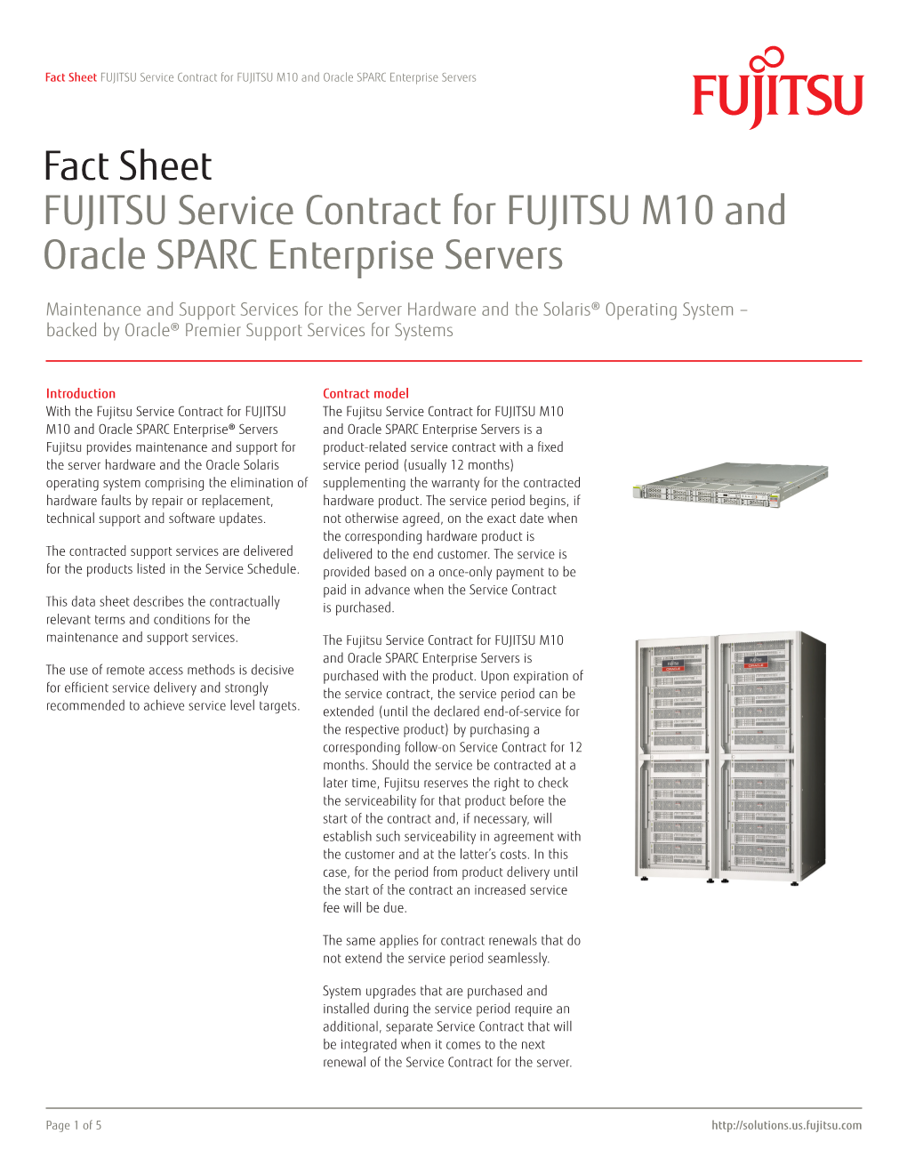 Support and Services Offerings for Fujitsu PRIMERGY Servers