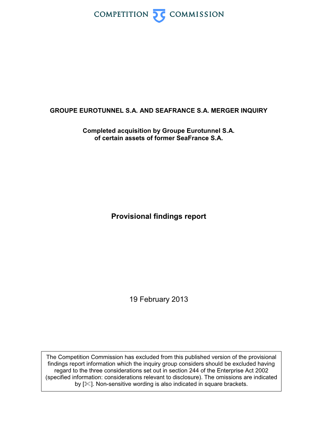 Provisional Findings Report 19 February 2013