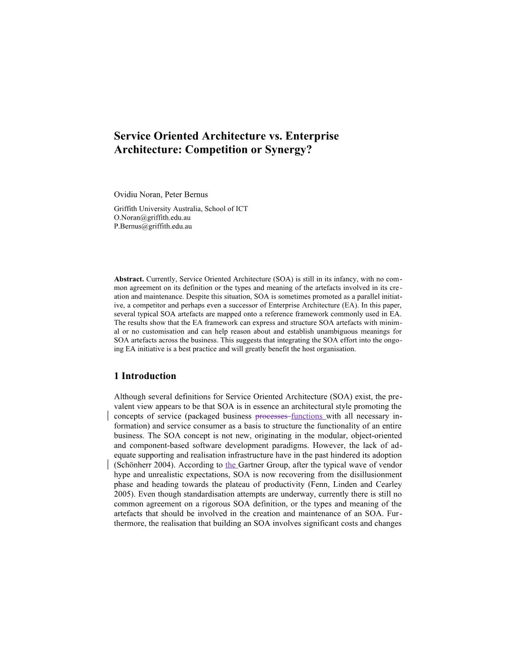 Mapping SOA Artefacts Onto an Enterprise Reference Architecture Framework