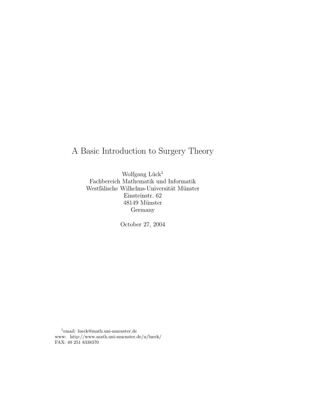 A Basic Introduction to Surgery Theory