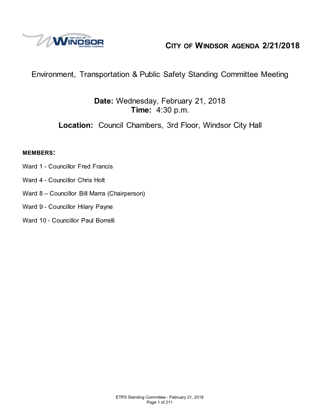 Environment, Transportation & Public Safety Standing Committee Meeting